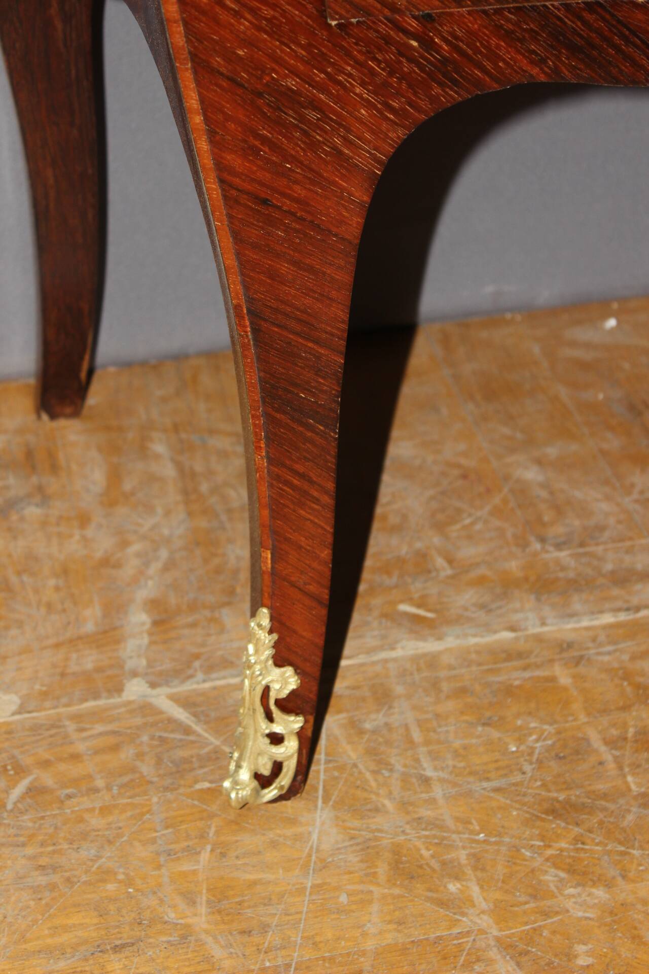 Louis XV style commode in marquetry from around 1930.