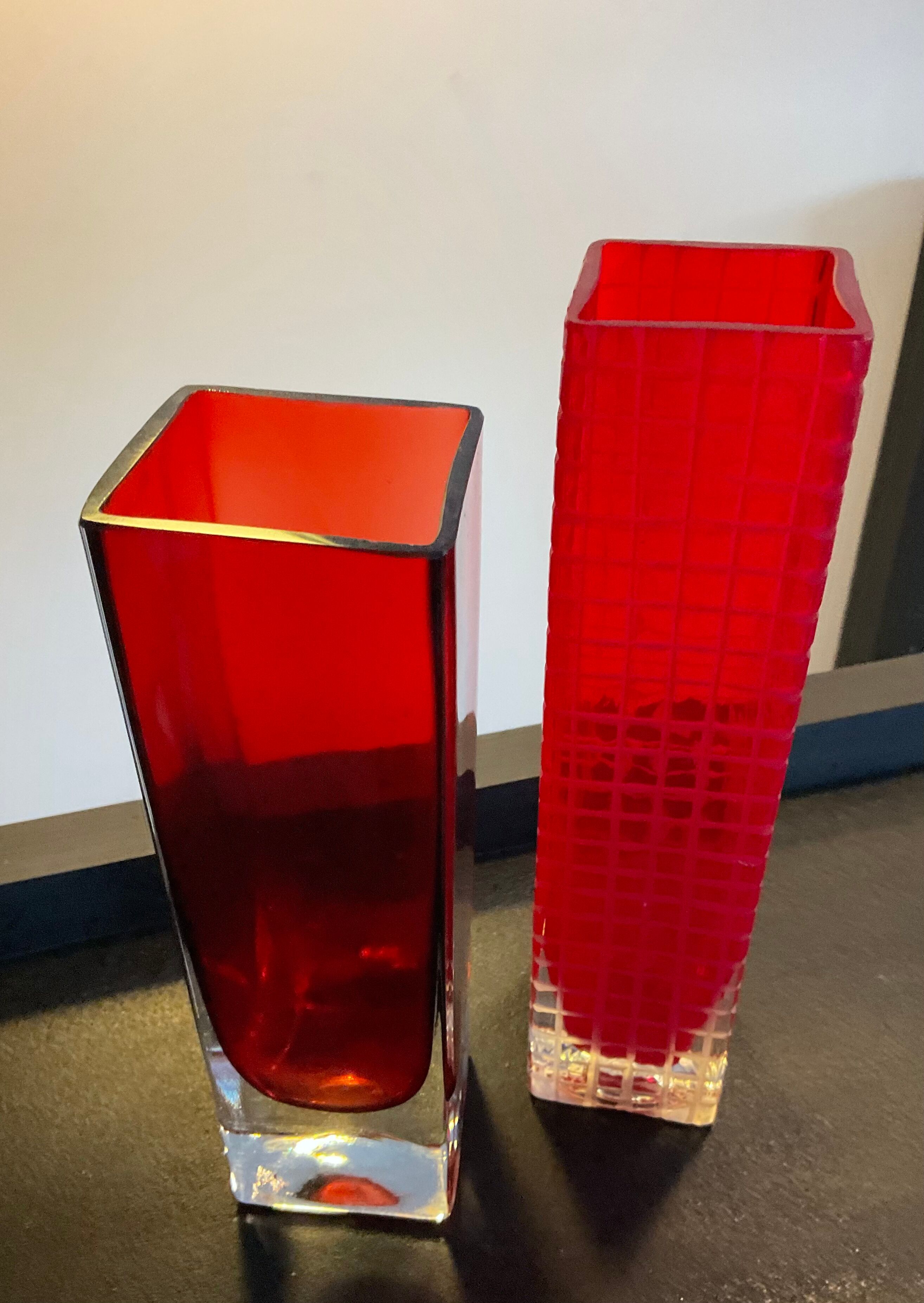 Duo of vintage vases in glass paste 70s-80s