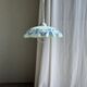 Vintage suspension in white and blue glass with wavy edge D46 H53