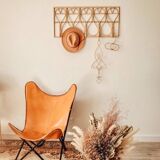 Patère coat rack in bohemian vintage rattan canning