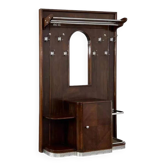 Art deco cloakroom coat rack in wood, mirror and chrome metal
