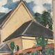 Country house with young man, signed Bernard Delafon