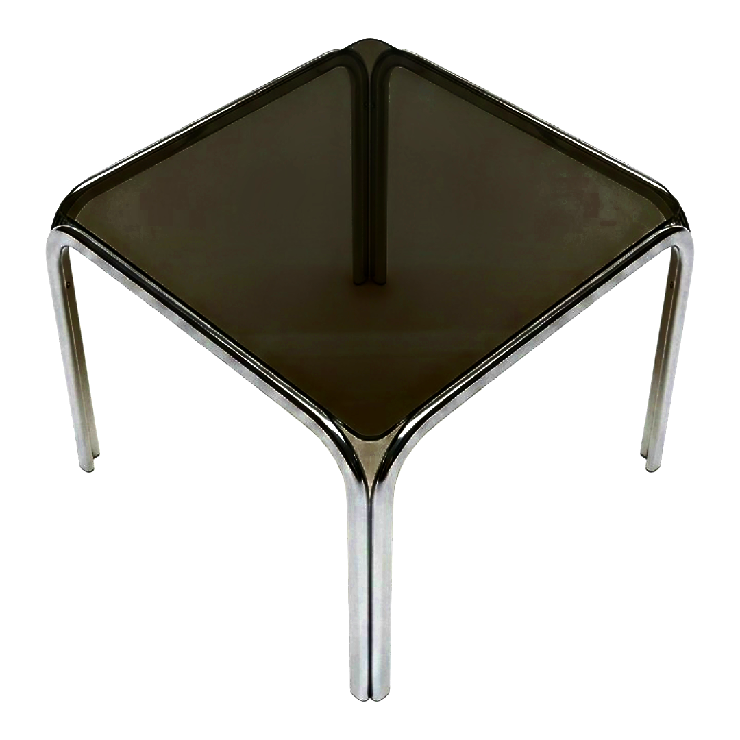 Vintage 70s coffee table - Chrome & smoked glass