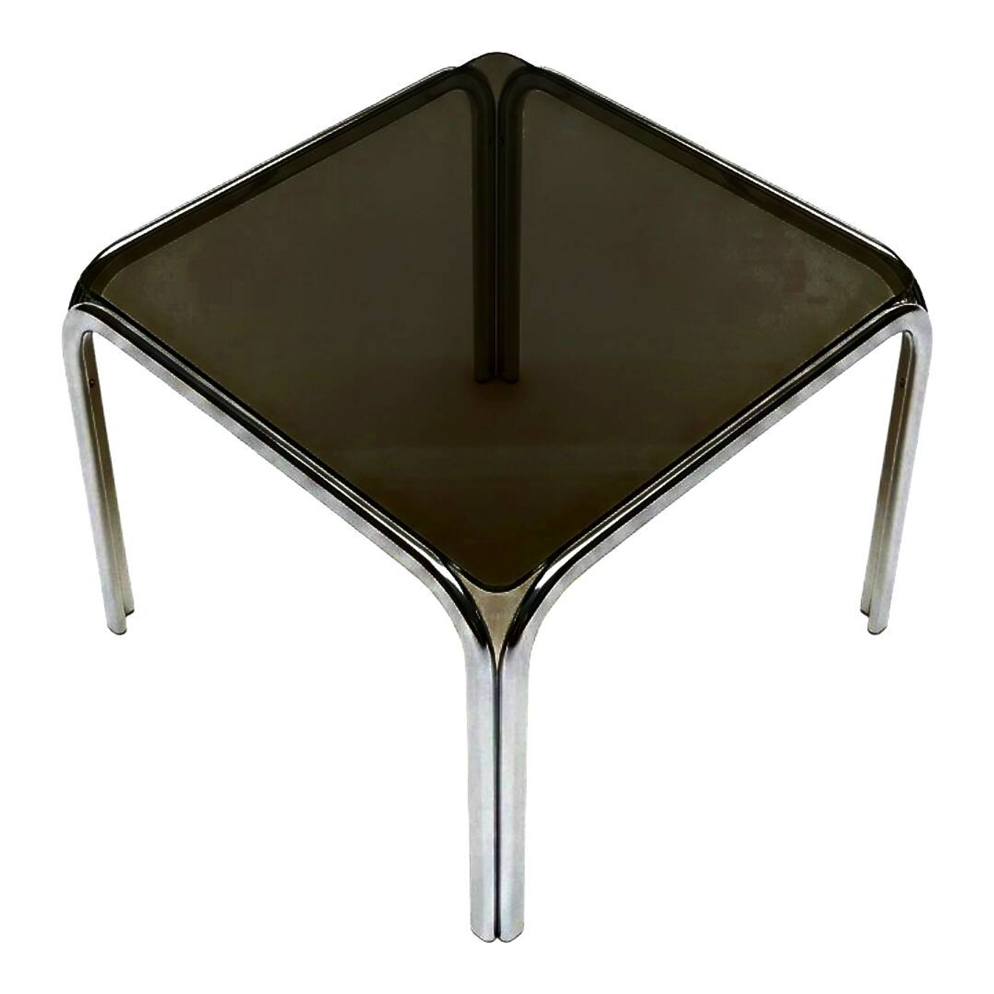 Vintage 70s coffee table - Chrome & smoked glass