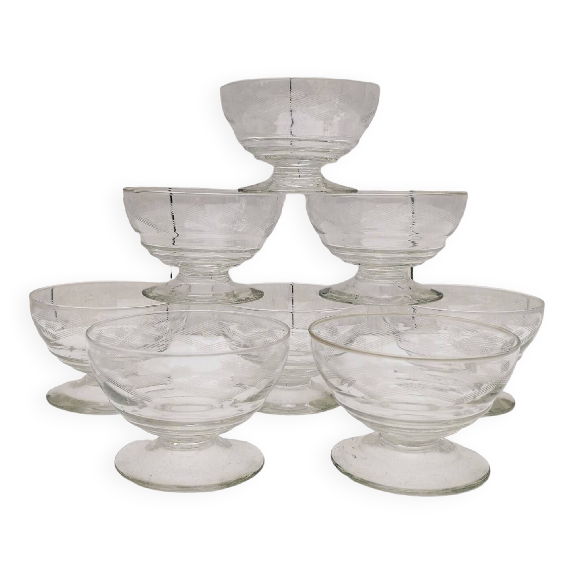 8 chiseled frieze crystal champagne glasses