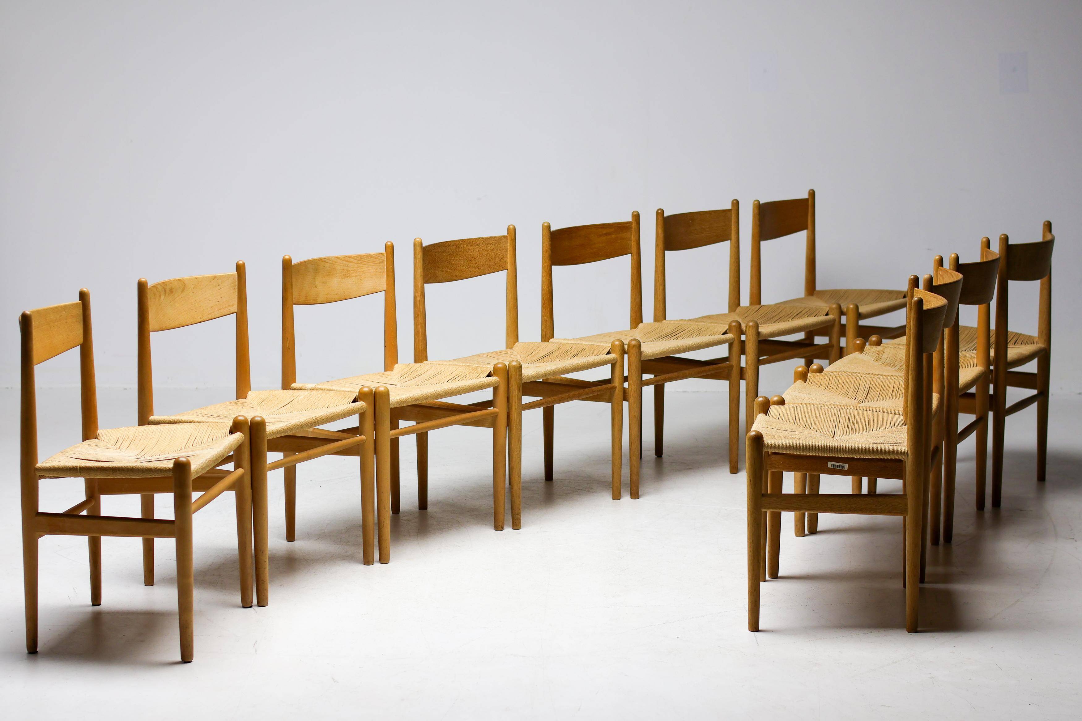 CH36 dining chair, matched, in soap-treated oak by Hans J. Wegner for Carl Hansen.