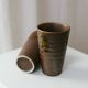 Set of 2 Vintage Stoneware Ceramic Mugs in Brown with Moss-Green Glaze by Matthias Jäckel Studio, Keramikhof Naunhof