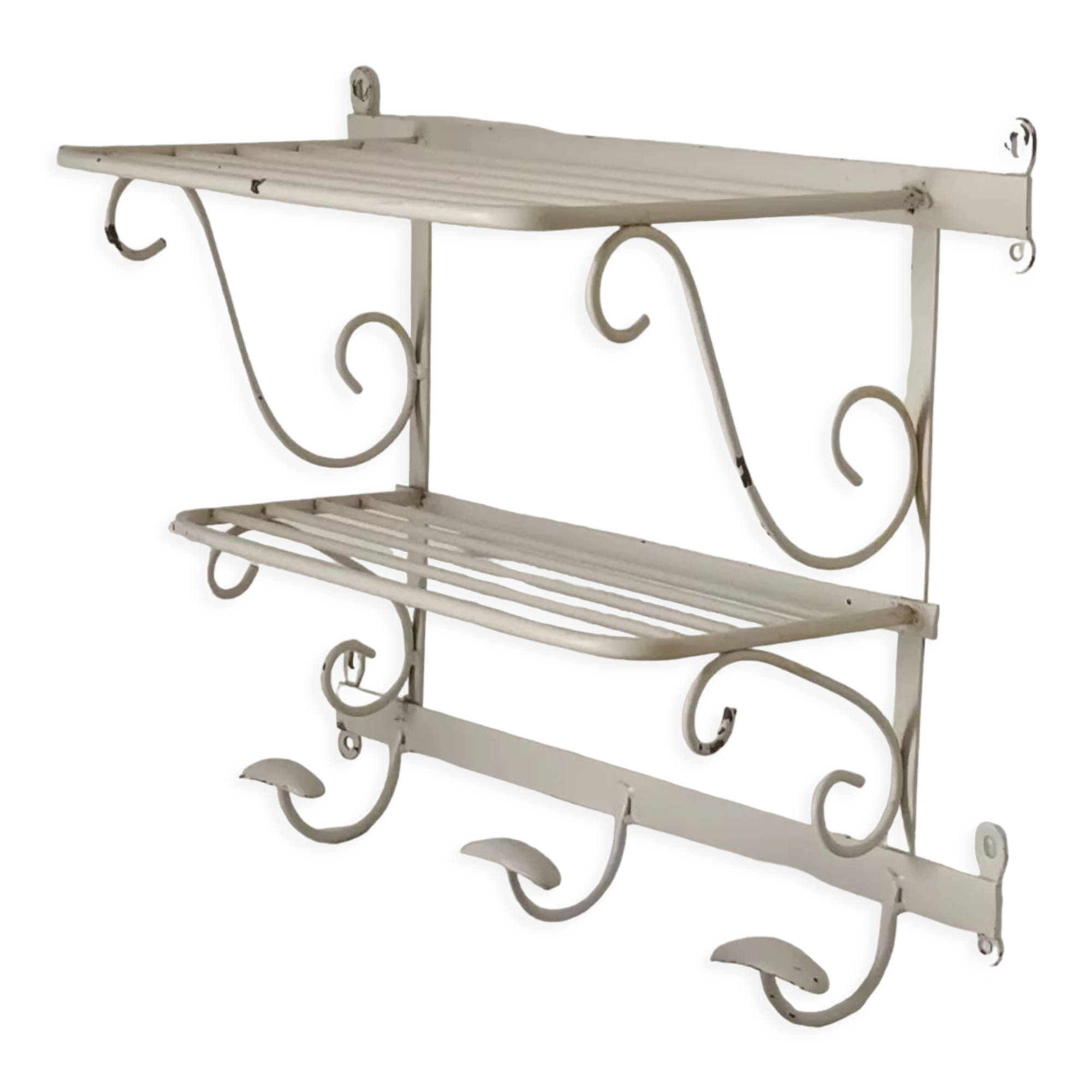 Vintage wrought iron wall coat rack