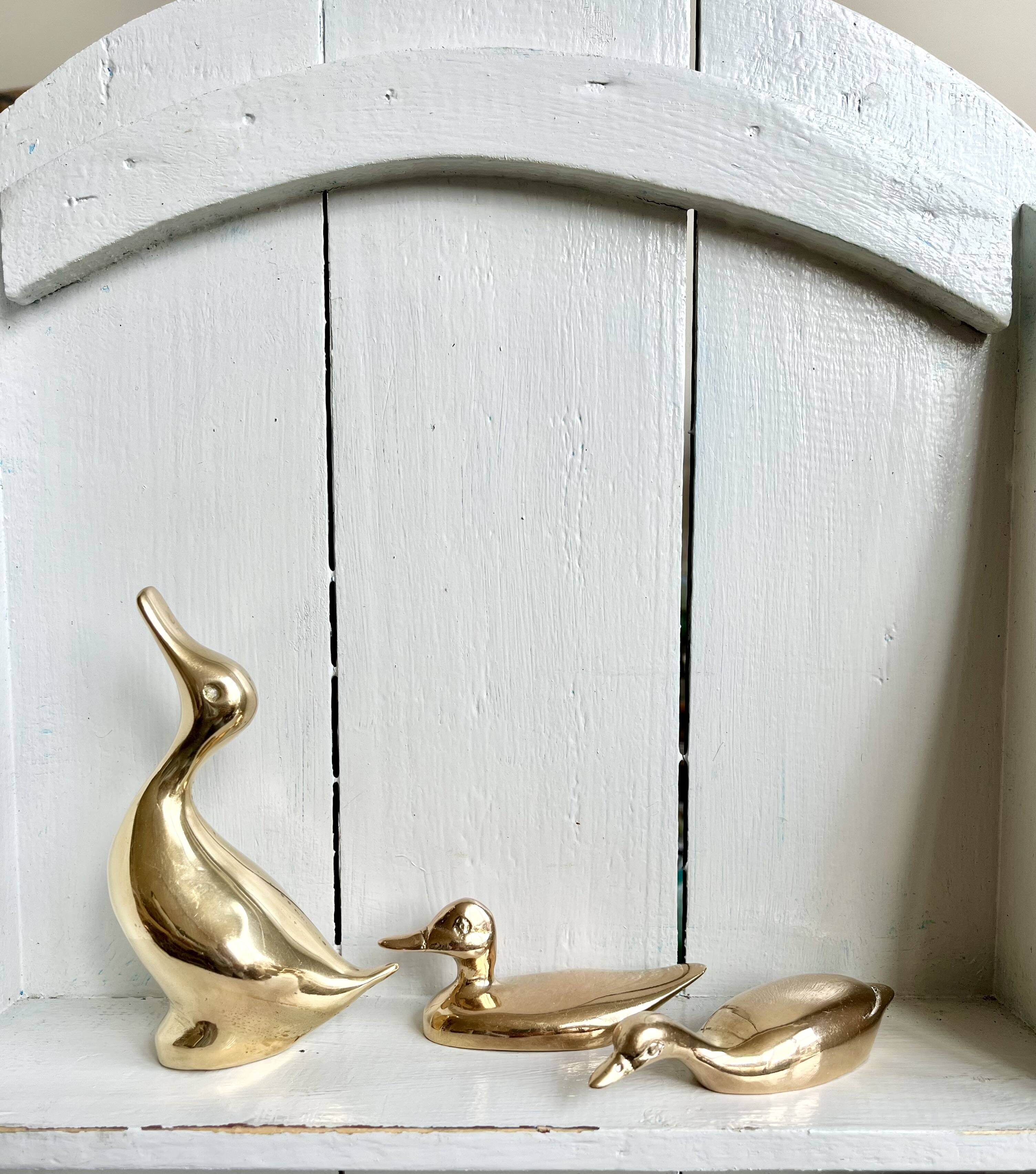 Three ducks or trio in solid brass