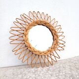 Small rattan sun mirror 1970