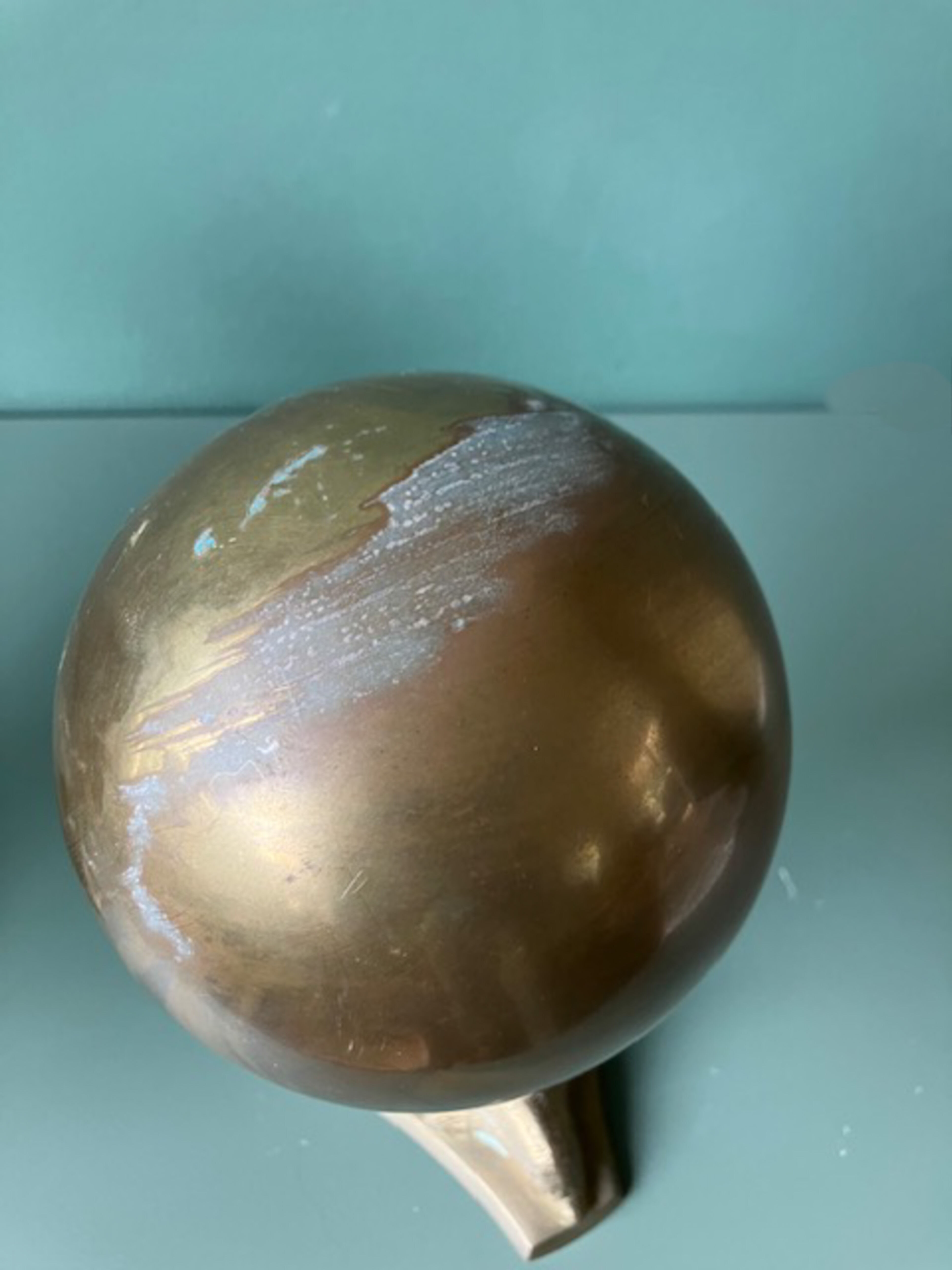 Mid century brass bookends dolphins with ball, france, 1950s