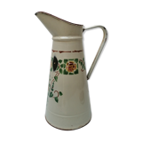 Broc émaillée beige décor " fleurs"