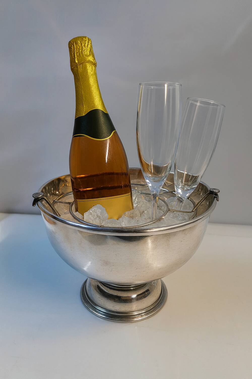 Silver-plated metal champagne bucket