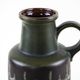 Fat lava ceramic vase with handle, green glaze, West Germany, 1970s