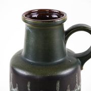 Vase en céramique fat lava avec poignée, glaçure verte, Allemagne de l'Ouest, années 1970