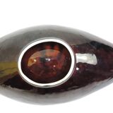 Vintage decorative dish in brown and yellow glazed ceramic from the 70s