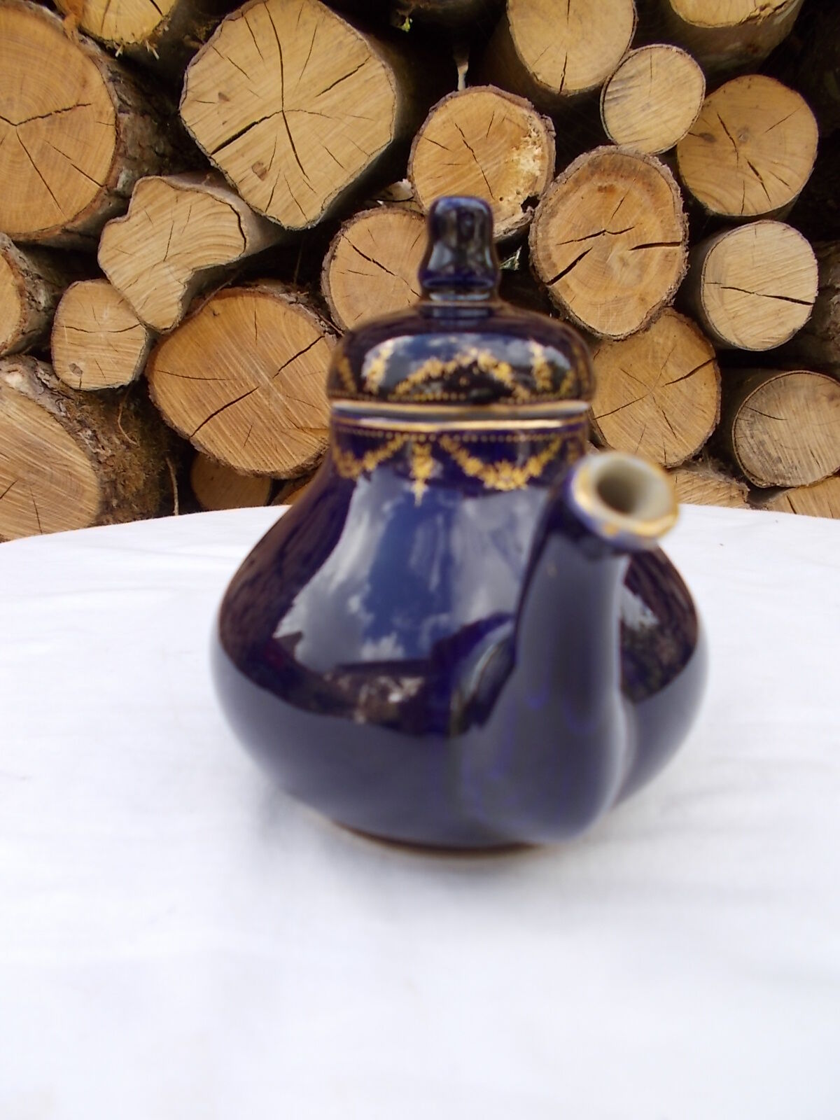 Blue and gold porcelain teapot