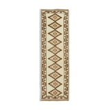 Handwoven wool anatolian beige runner carpet 108 cm x 355 cm