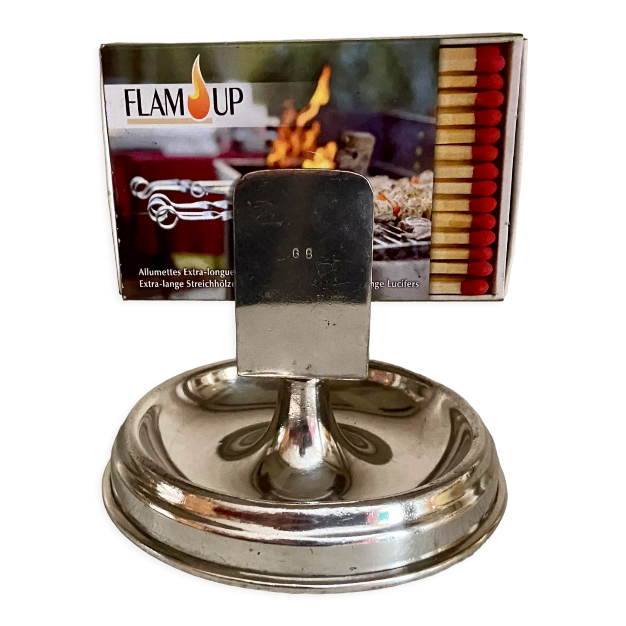 Old silver metal matchbox holder