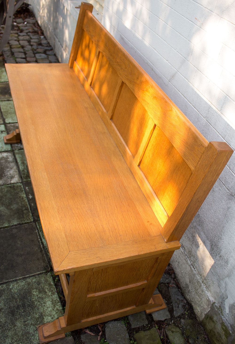 Old wooden bench of courthouse of peace 140 cm wide