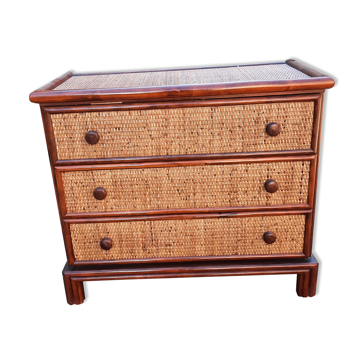 Rattan and bamboo chest of drawers
