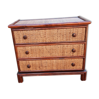 Commode rotin et bambou