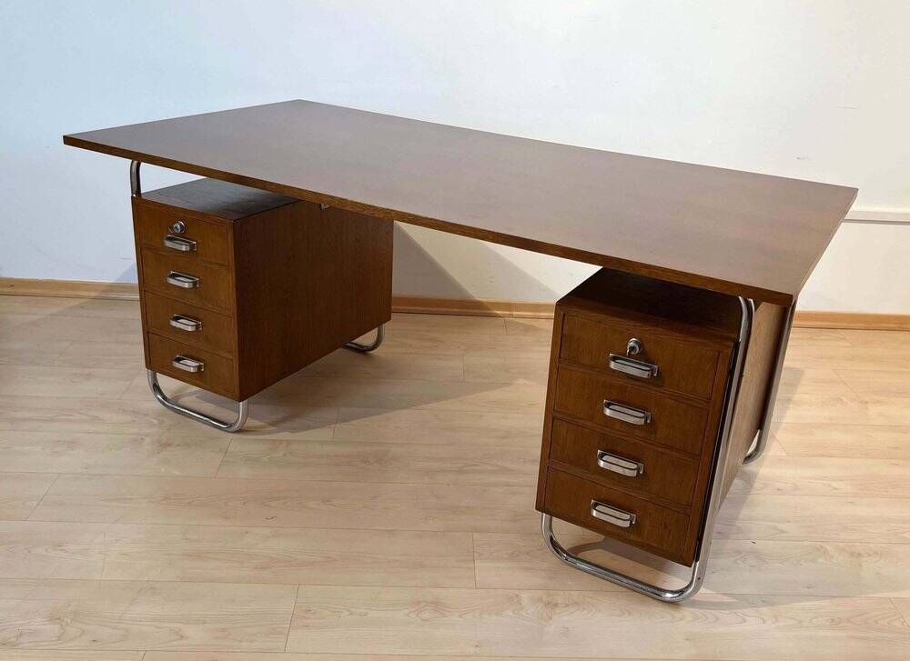 Vintage Bauhaus Oak Veneer Desk from Mücke & Melder, 1940s