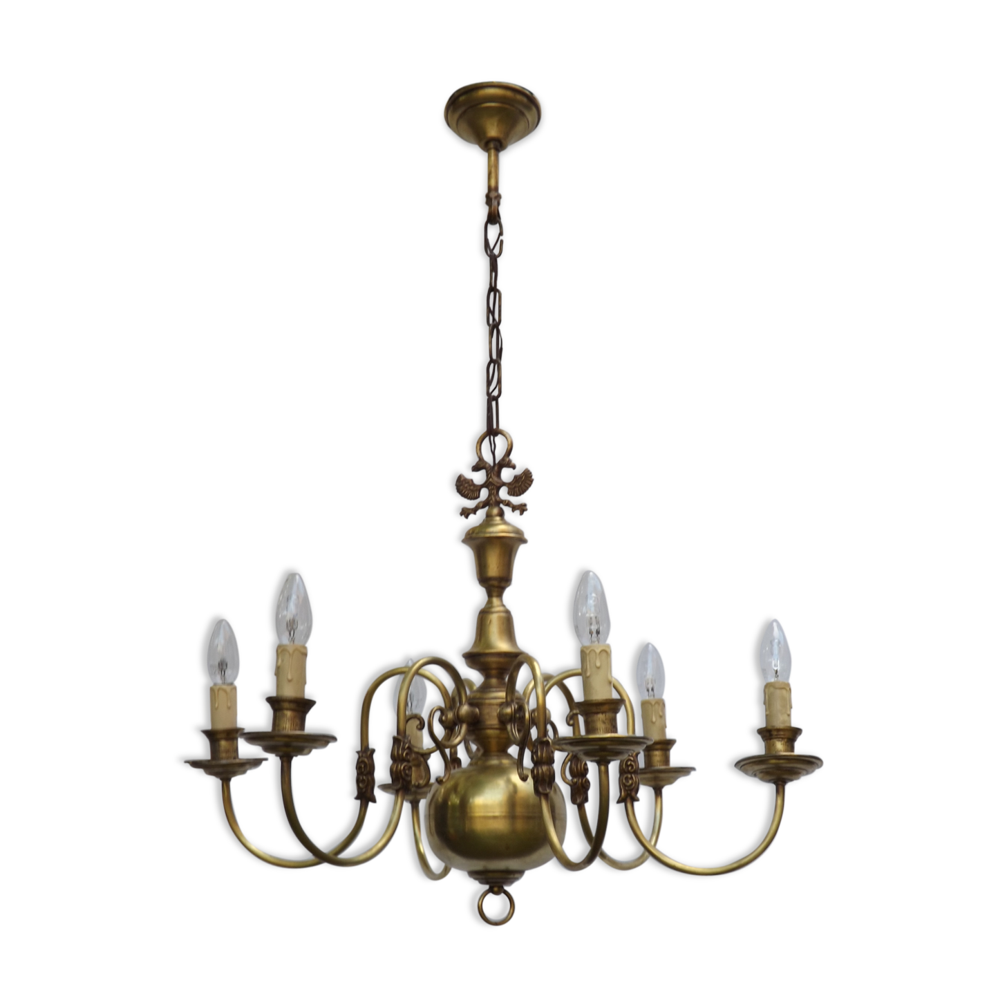 6 brass chandelier branches dutch style
