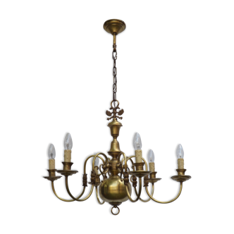 Lustre laiton 6 branches style hollandais