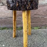 Rustic farm stool 1960 brutalist vintage wood