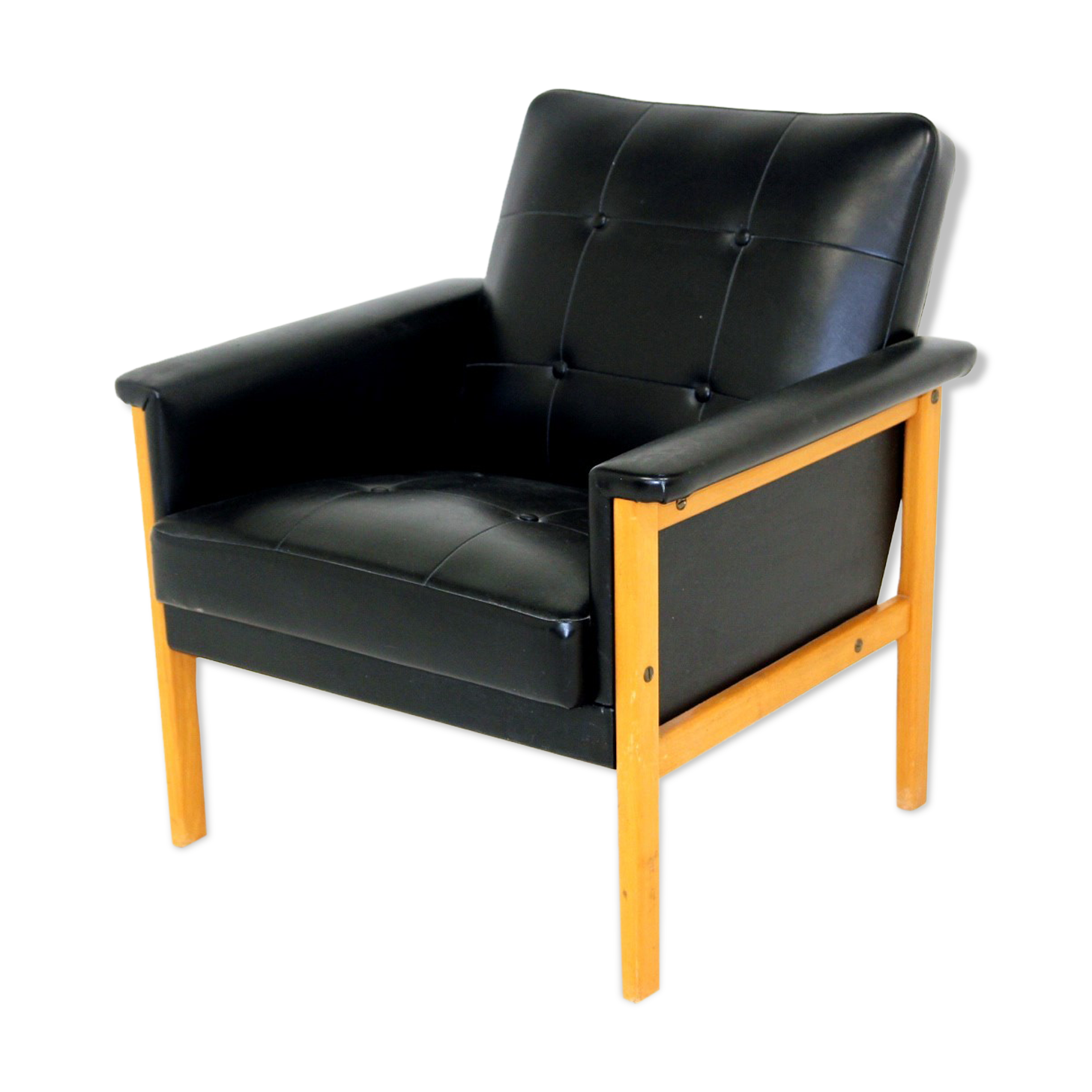Scandinavian armchair in imitation leather, Sweden, 1950