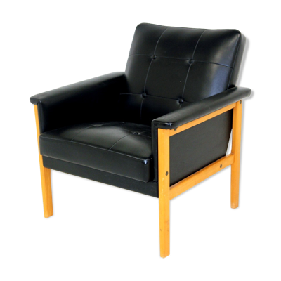 Fauteuil scandinave en simili-cuir, Suède, 1950