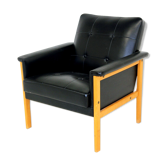 Scandinavian armchair in imitation leather, Sweden, 1950