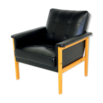 Scandinavian armchair in imitation leather, Sweden, 1950