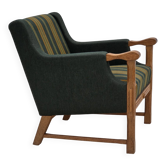 1970s, Danish armchair, green furniture wool, solid oak wood.