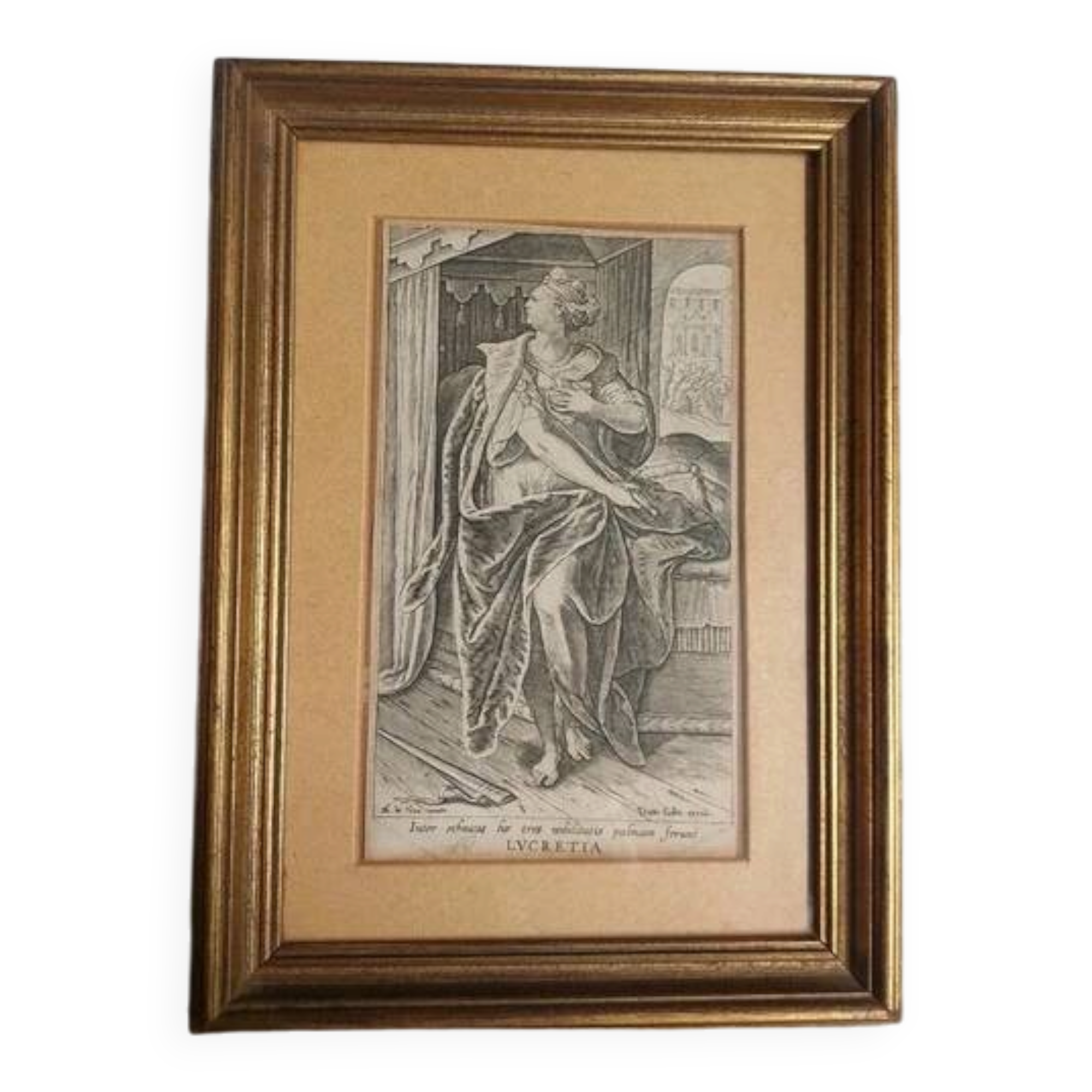 Philip Galle (1537-1612) "Lucretia" Engraving Burin