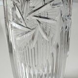 Vintage vase with stylish design, in finely cut Bohemian crystal -Star patterns, diamond points