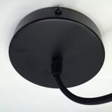 Suspension antique lampshade in black enamelled sheet metal.