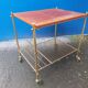 Serving table with wheels vinyl record holder steel file gilded wood vintage