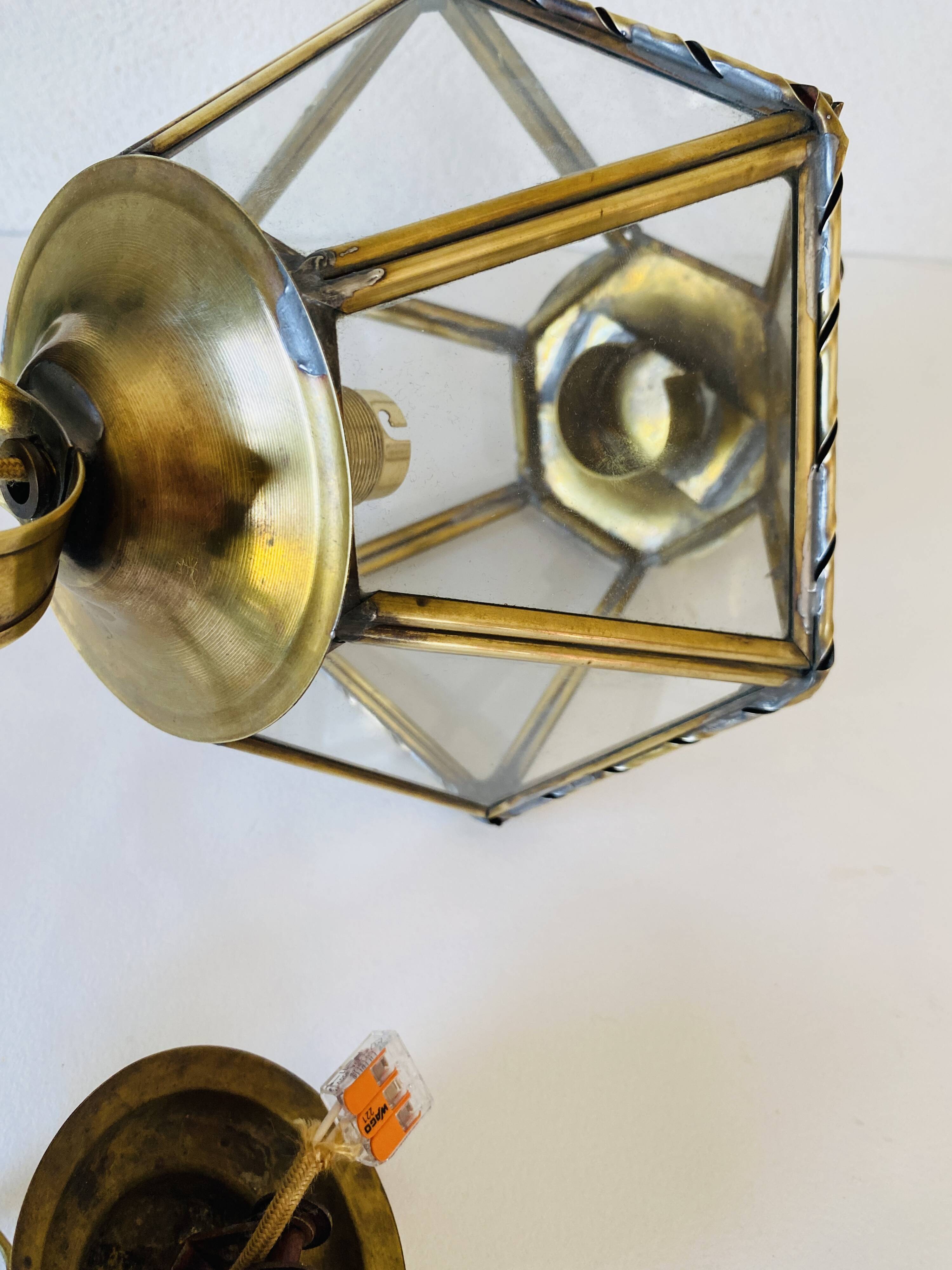 1950s pendant light, chain and brass ceiling light
