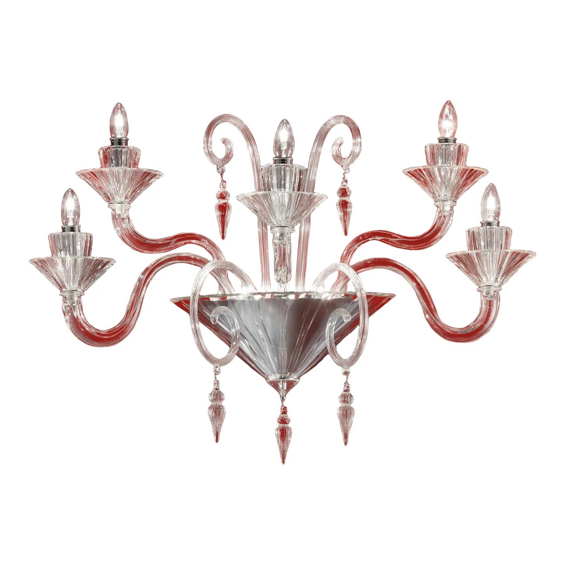 Statement Imperial Murano Glass “Rigadin” Wall Sconce in Transparent Glass