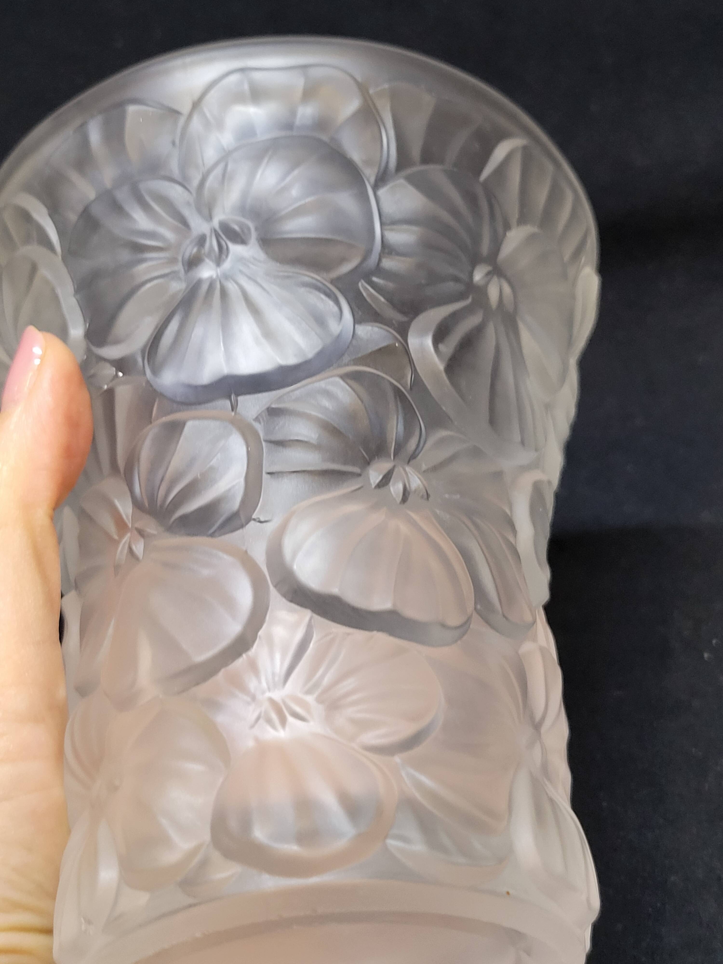 Josef Inwald Barolac Glassware Floral Vase Molded Pressed Frosted Art Glass