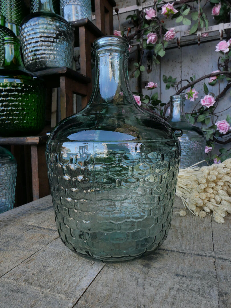 Demijohn glass recycles almond green basket way