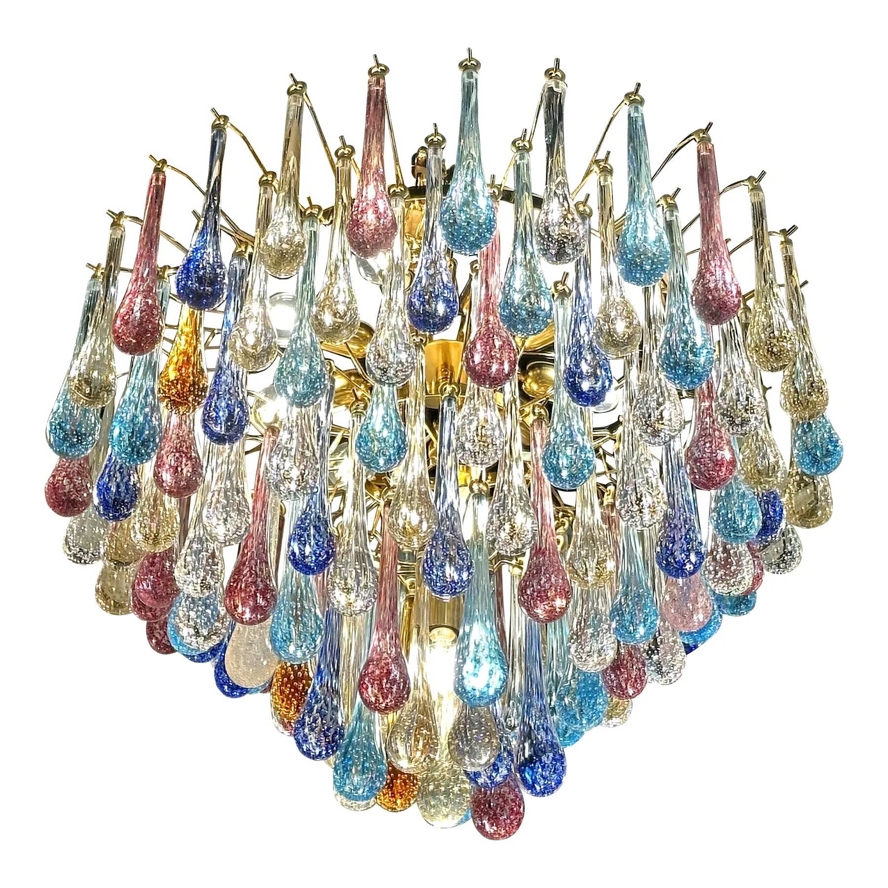 Grand Lustre en Verre de Murano Multicolore – Design Scénique
