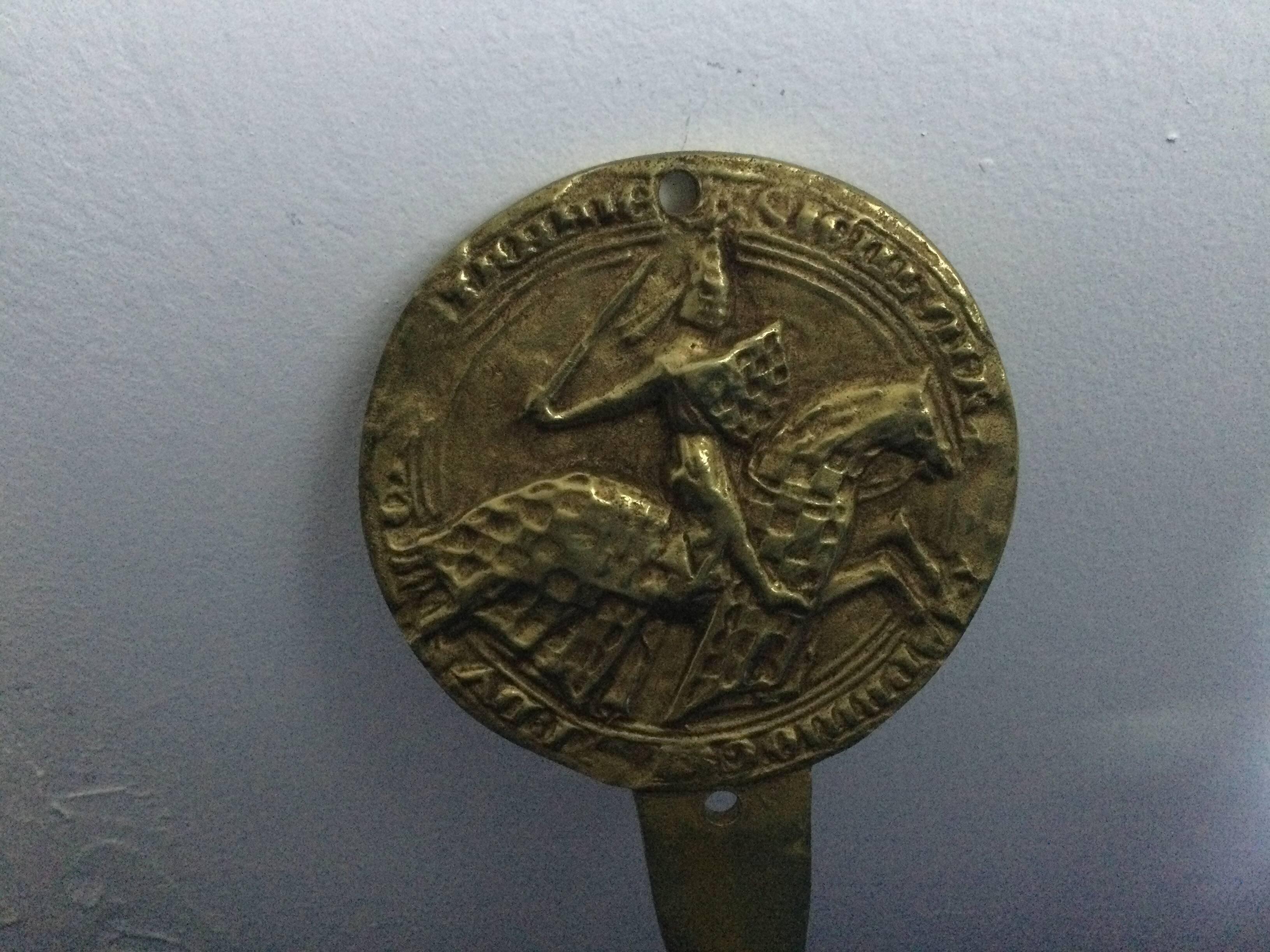 Gilded bronze wall hook numbered rider in armor