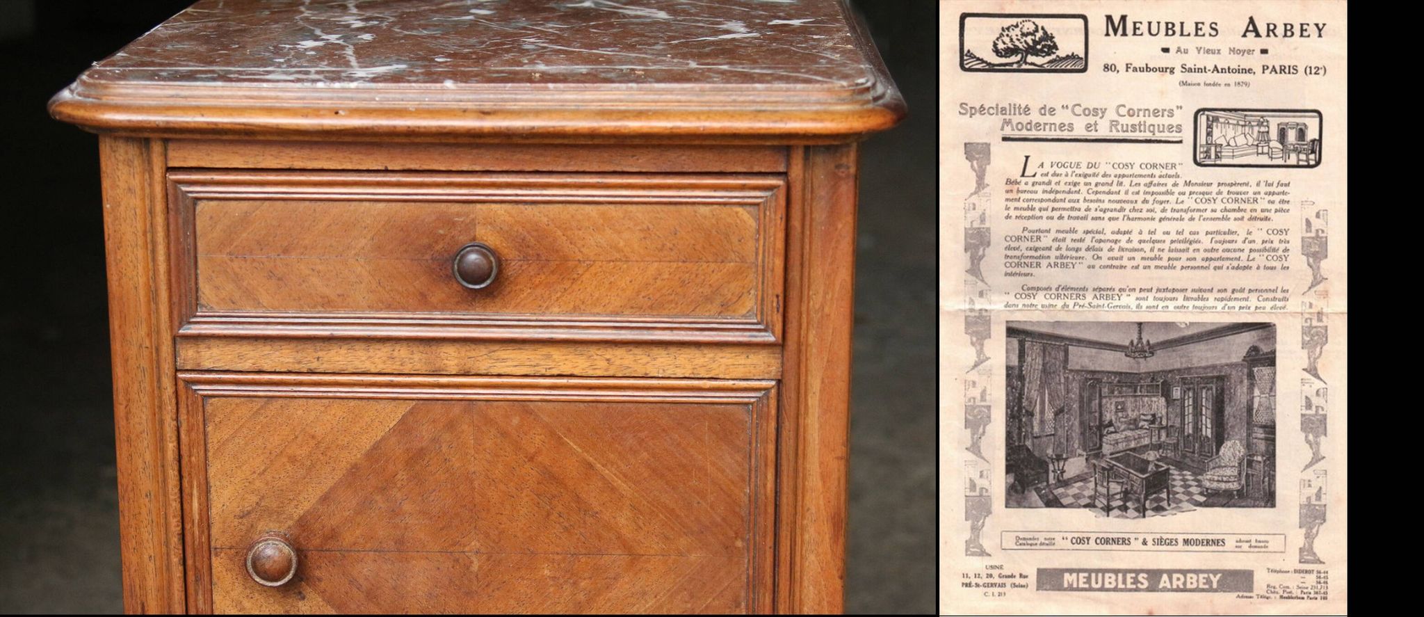 Rare chevêt a.arbey (from the old walnut) from the beginning of the century in walnut.