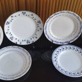 6 assiettes anciennes dépareillées bleues et blanches, St Amand, Moulin des Loups