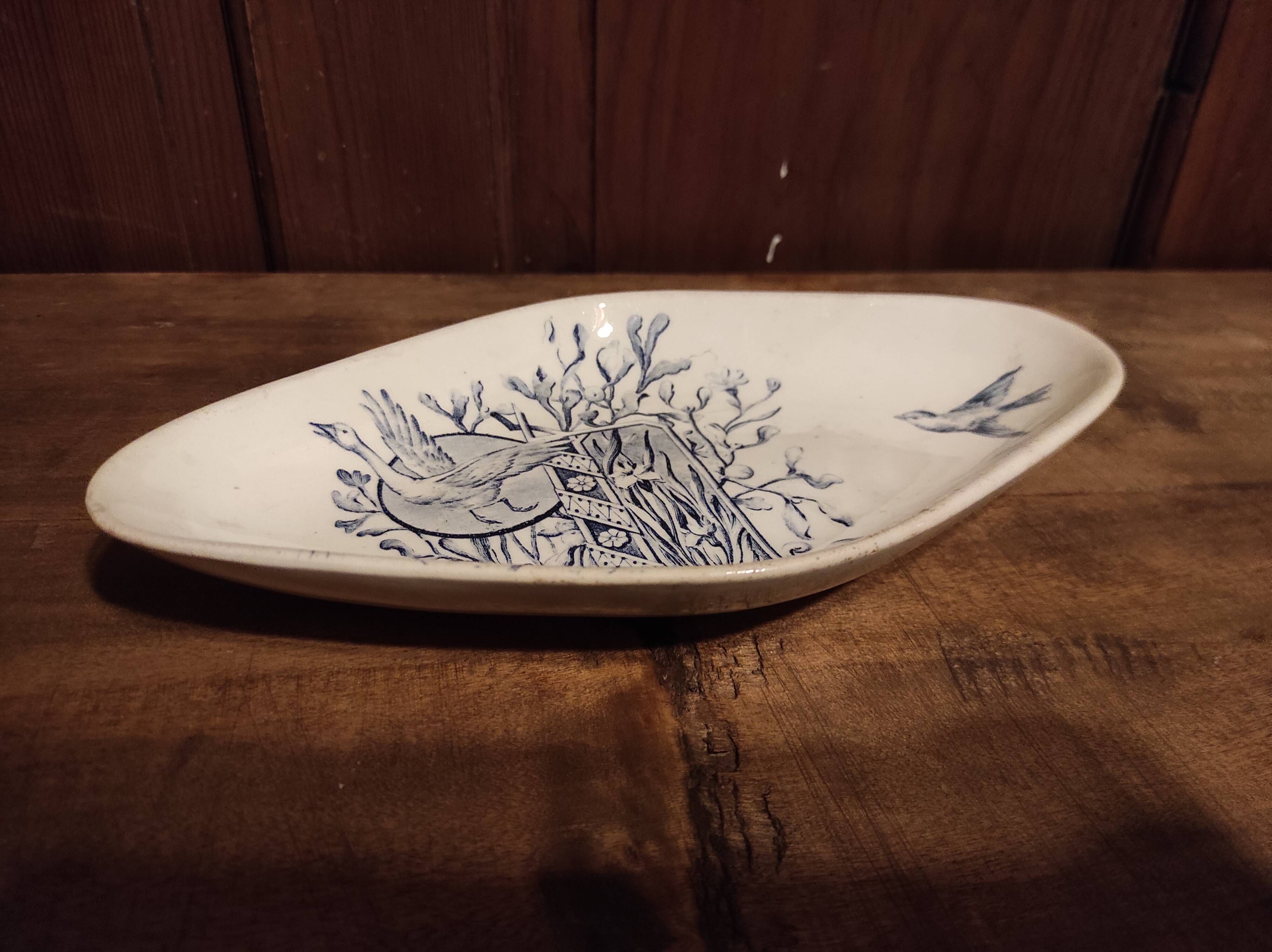 Beautiful large vintage French serving plate by R. Lafitte. General Depot, Terre de Fer, Salins.