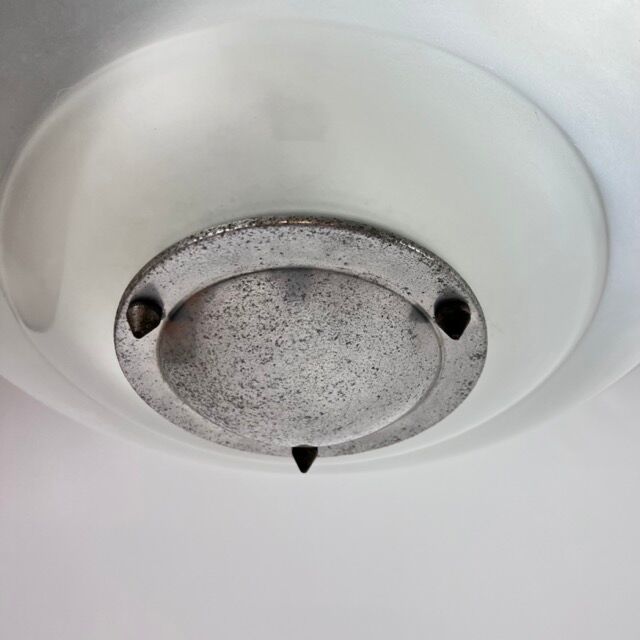 Art deco glass and steel ceiling lamp, 1920