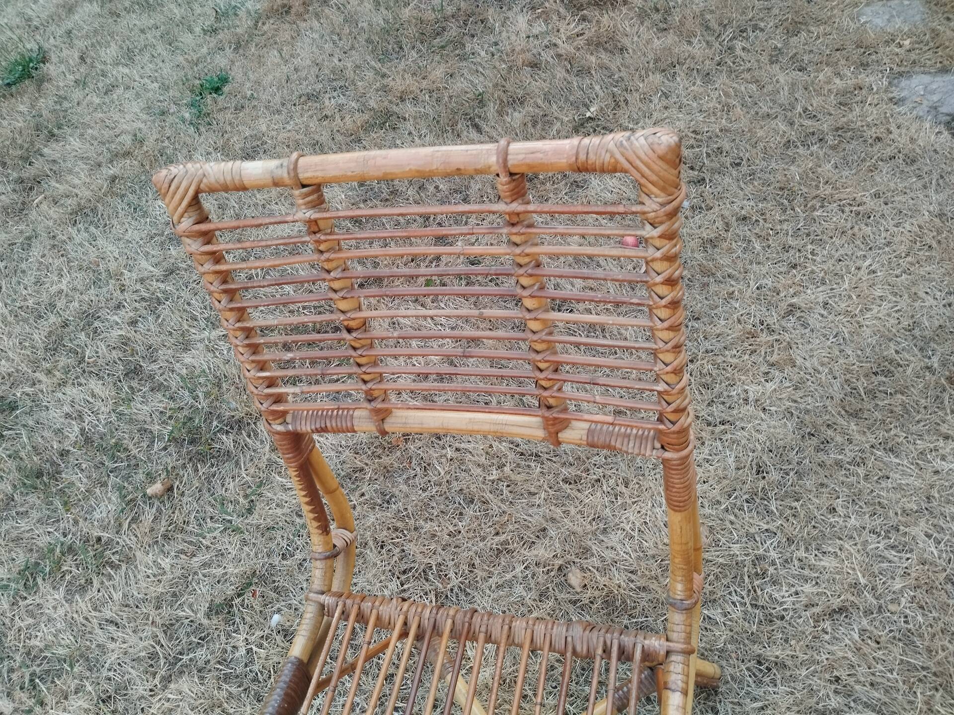 vintage antique rattan armchair
